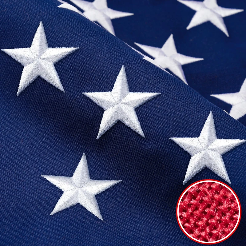 American Flag 12x18 ft TearProof Series, Heavy Duty Tough Spun Polyester USA Flags High Wind, US Flags for Outside Outdoor with Durable Embroidered Stars Sewn Stripes, 5 Brass Grommets