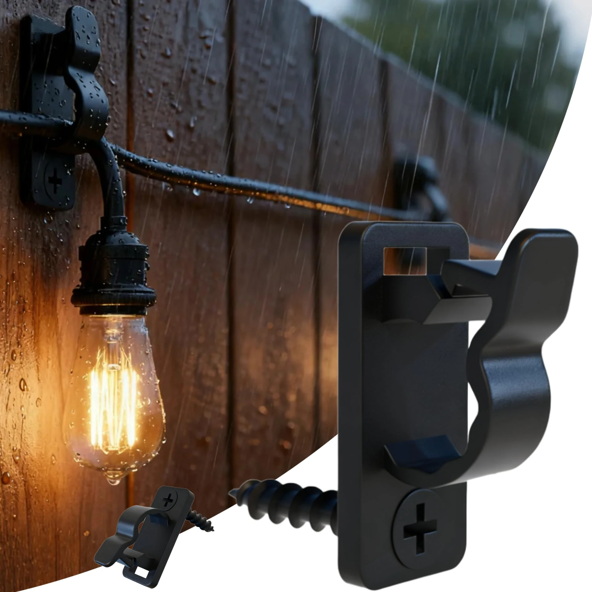 AFFAVON 60Pack Outdoor String Light Clips Screw-in Hooks,Garden Hooks for Light,Weatherproof Cable Hangers and Clips for Hanging Fairy Lights for Christmas, Festival,Patio, and Fence Decorations