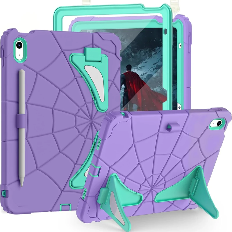 Ovenoe Kids Case for iPad 10th Generation /11th Generation (A16) (2022/2025), with Screen Protector & Shoulder Strap & Pencil Holder, Shockproof Cover for iPad 11th (11")/ 10th (10.9") Gen, Purple