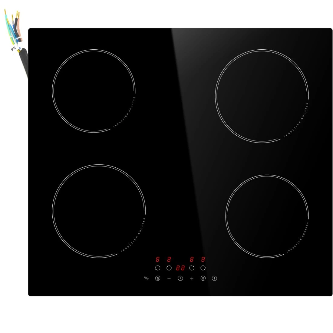 STARCHARTS Build-in Electric Induction Hob with Matte Black Glass. (4 Zones with Natural Matt Glass)