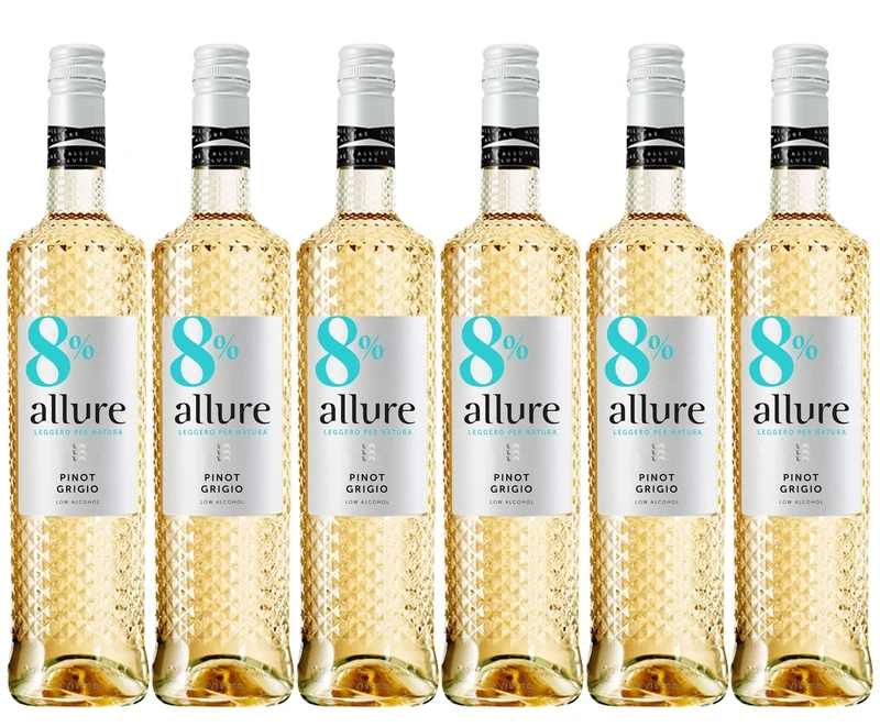 Allure - Pinot Grigio 8percent, White Wine Low Alcohol (6 x 0,75L)