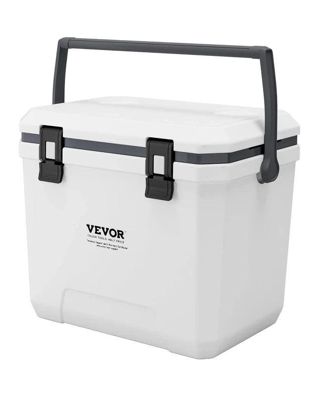 VEVOR 38 QT Hard Cooler with Ice Retention, Heavy-Duty Handles and Cup Holder, Lightweight Rigid Material Insulated Portable Cooler, Suitable for Family Picnics and Long Trips