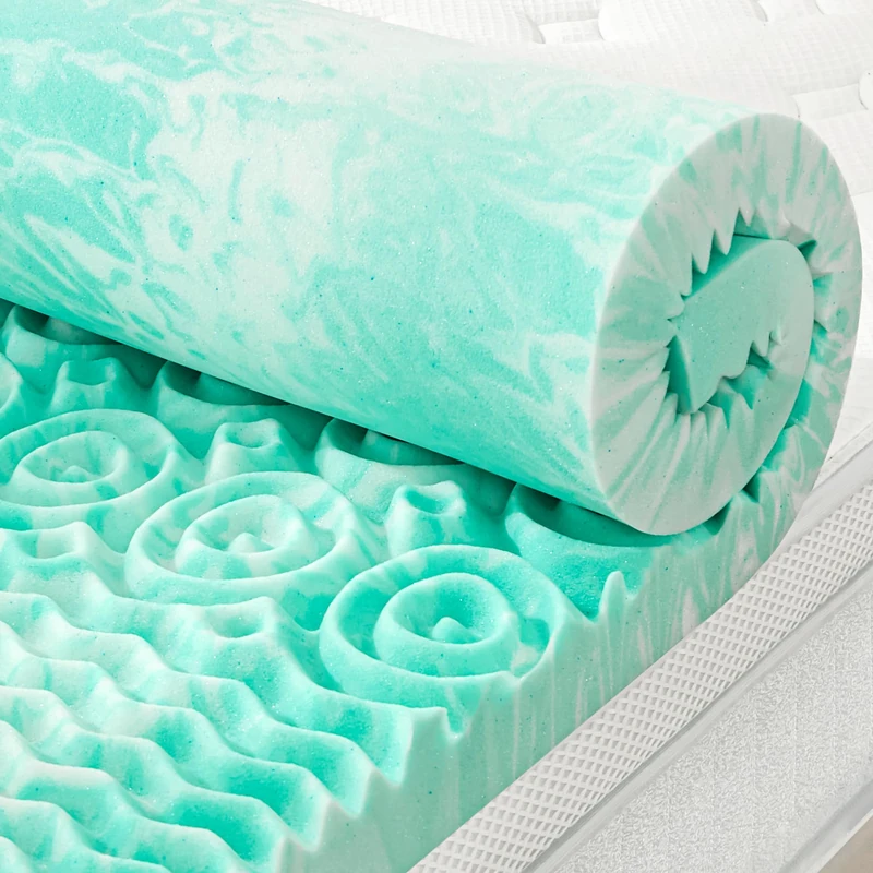 SINWEEK Mattress Topper Memory Foam Mattress Topper 2 Inch Queen Soft Mattress Pad for Pressure Relief, 5-Zone Design, CertiPUR-US Certified, Green