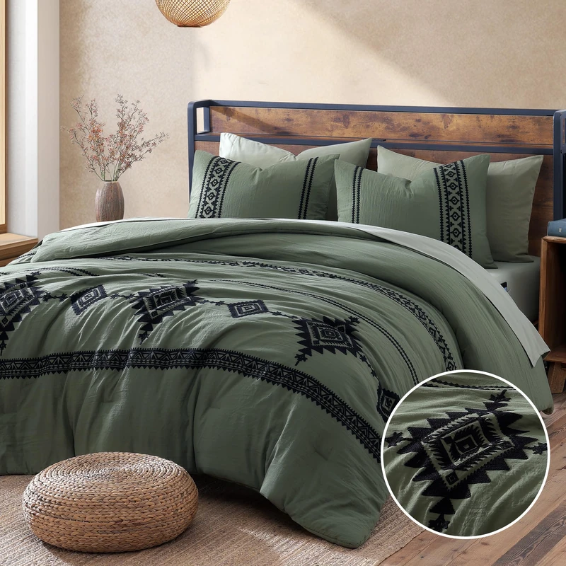 MaiRêve Embroidery California King Comforter Set 7 Pieces Bed in a Bag