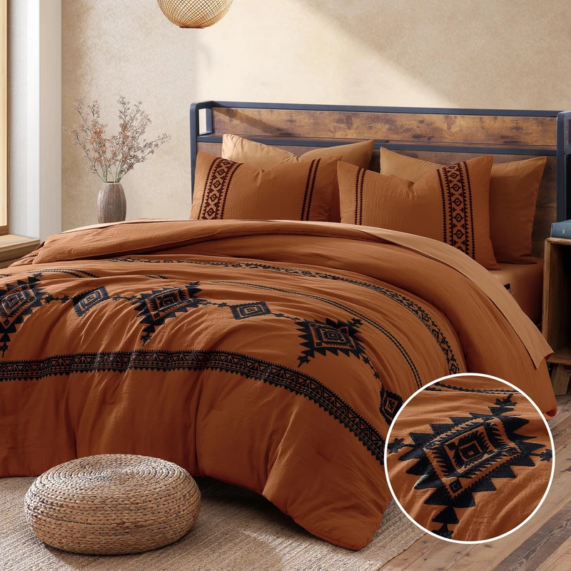 MaiRêve Embroidery California King Comforter Set 7 Pieces Bed in a Bag