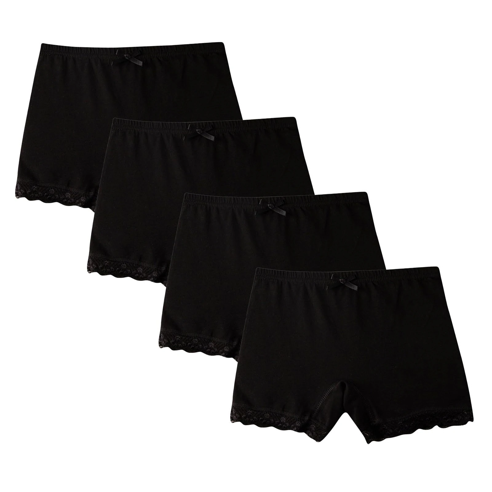 duxyoz Pack Of 4 Underwear For Girls Toddler Kids Knickers Breathable Comfy Boxer Shorts Elastic Waisted Lace Safety Underpants Solid Color Shorts Pants Briefs Panties Boyshorts 7-9 Years