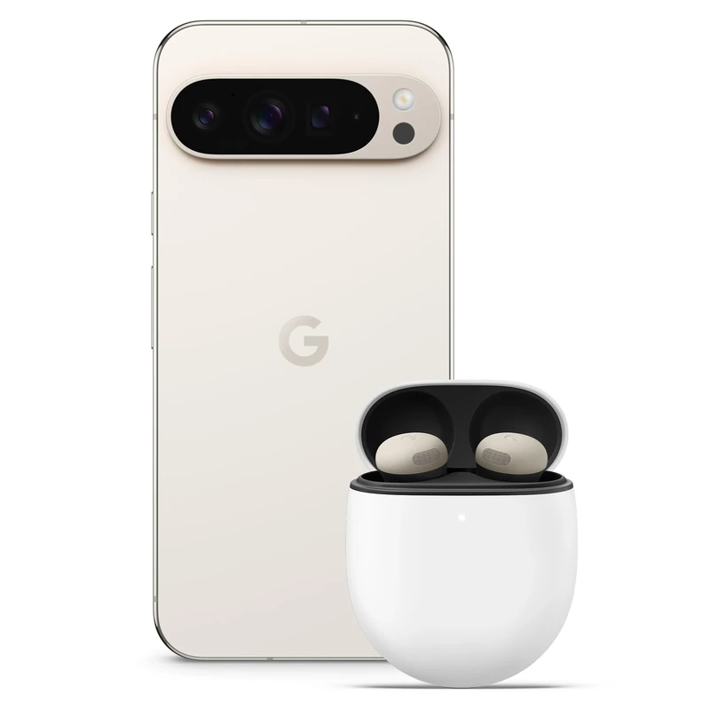 Google Pixel 9 Pro XL - Unlocked Android Smartphone with Gemini, Triple Rear Camera System, 24-Hour Battery, and 6.8" Super Actua Display - Porcelain, 256GB+Pixel Buds Bro 2