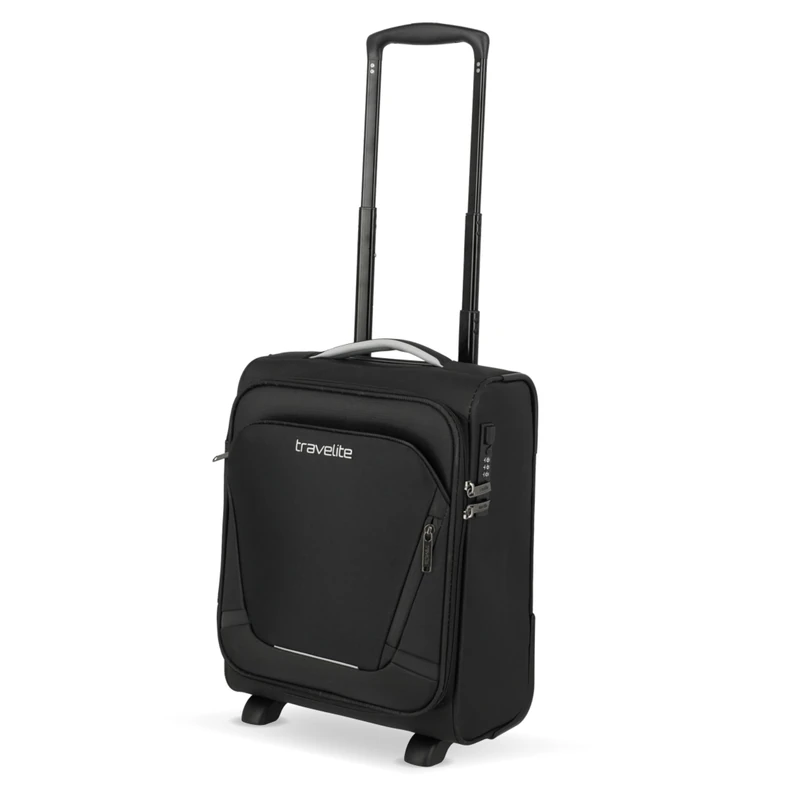 travelite Hand Luggage Suitcase with 2 Wheels for EasyJet, Vueling + Wizz, Integrated Combination Lock, Compact Soft Luggage Trolley with Clip-on Function, 40x30x20 cm, 21 l, 1.7 kg