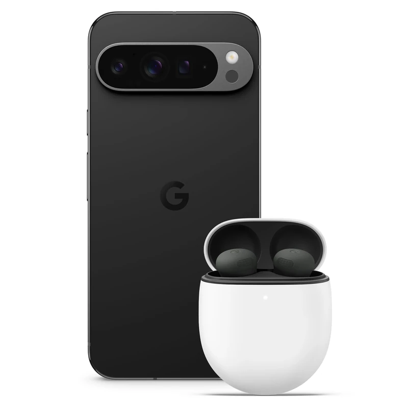 Google Pixel 9 Pro XL - Unlocked Android Smartphone with Gemini, Triple Rear Camera System, 24-Hour Battery, and 6.8" Super Actua Display - Obsidian, 128GB+Pixel Buds Bro 2