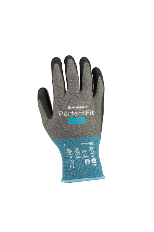 Honeywell New Perfect Fit 3.0 Cut Resistant Gloves NPF25 with Grey Liner with Black Coating, Antistatic, Touchscreen Capable, Washable, Food Certified, Size 8M, NPF25-0118N-8 (BAG with 10 Pairs)