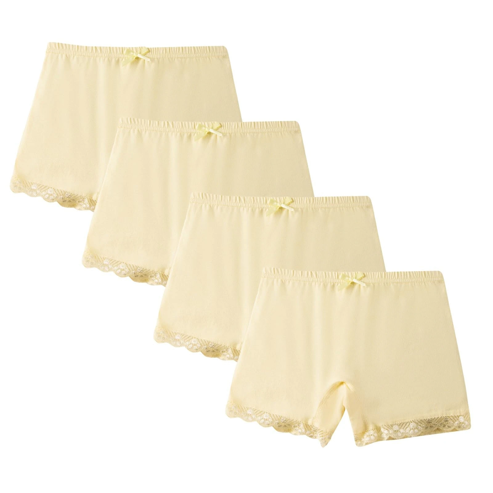 duxyoz Pack Of 4 Underwear For Girls Toddler Kids Knickers Breathable Comfy Boxer Shorts Elastic Waisted Lace Safety Underpants Solid Color Shorts Pants Briefs Panties Boyshorts 7-9 Years