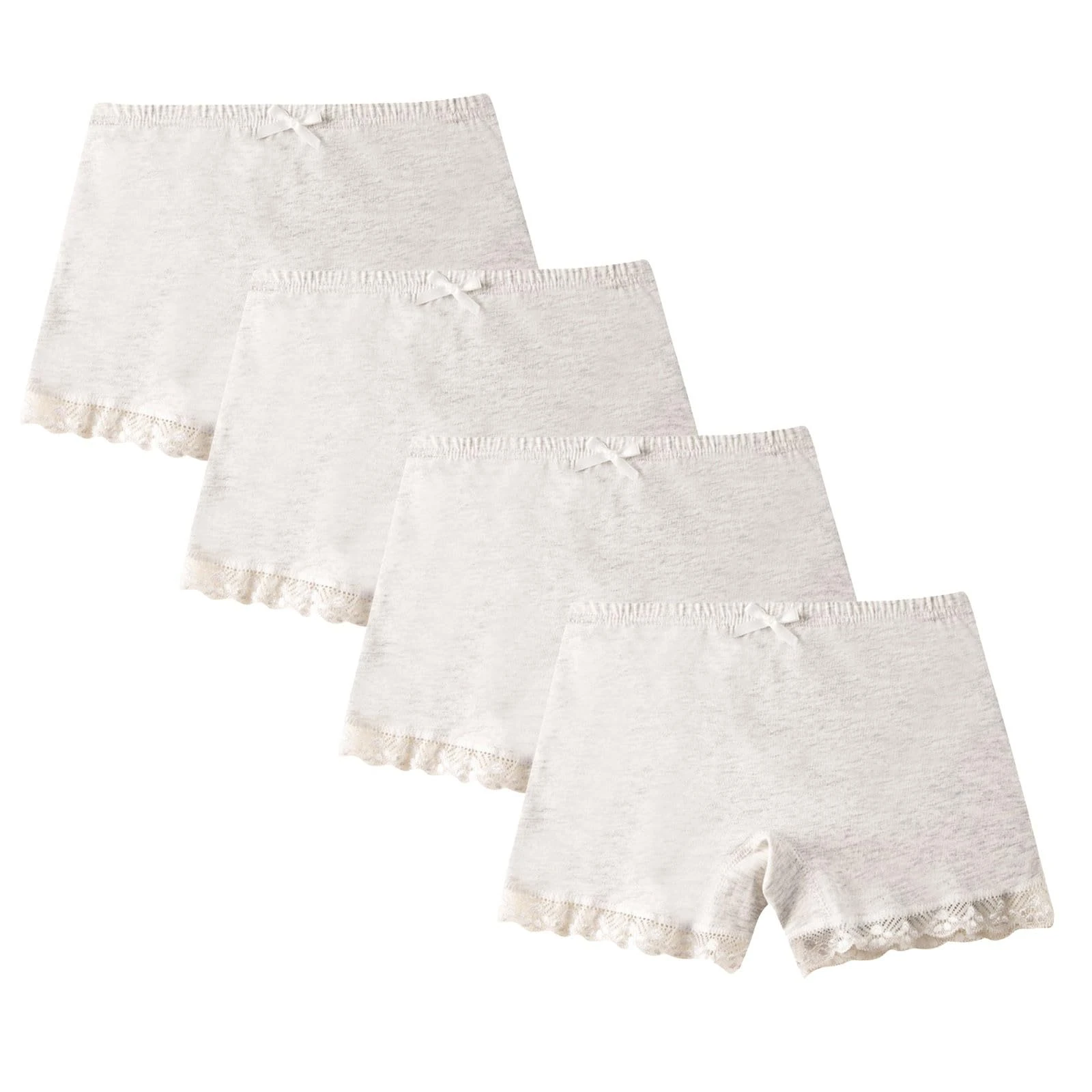 duxyoz Pack Of 4 Underwear For Girls Toddler Kids Knickers Breathable Comfy Boxer Shorts Elastic Waisted Lace Safety Underpants Solid Color Shorts Pants Briefs Panties Boyshorts 7-9 Years