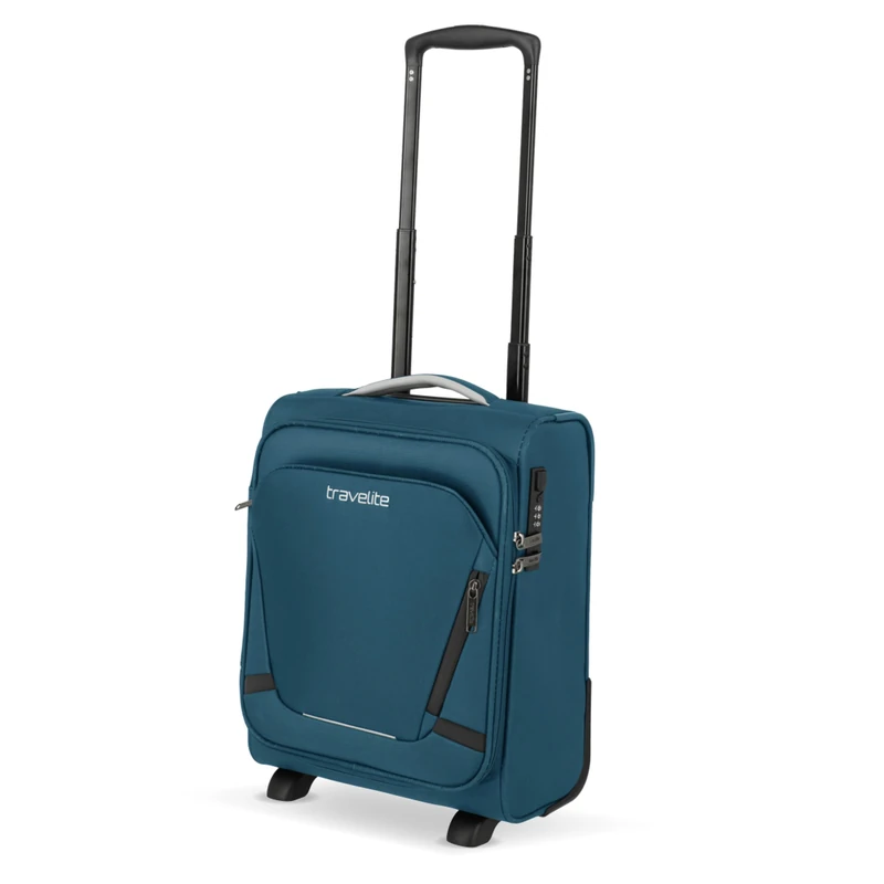 travelite Hand Luggage Suitcase with 2 Wheels for EasyJet, Vueling + Wizz, Integrated Combination Lock, Compact Soft Luggage Trolley with Clip-on Function, 40x30x20 cm, 21 l, 1.7 kg