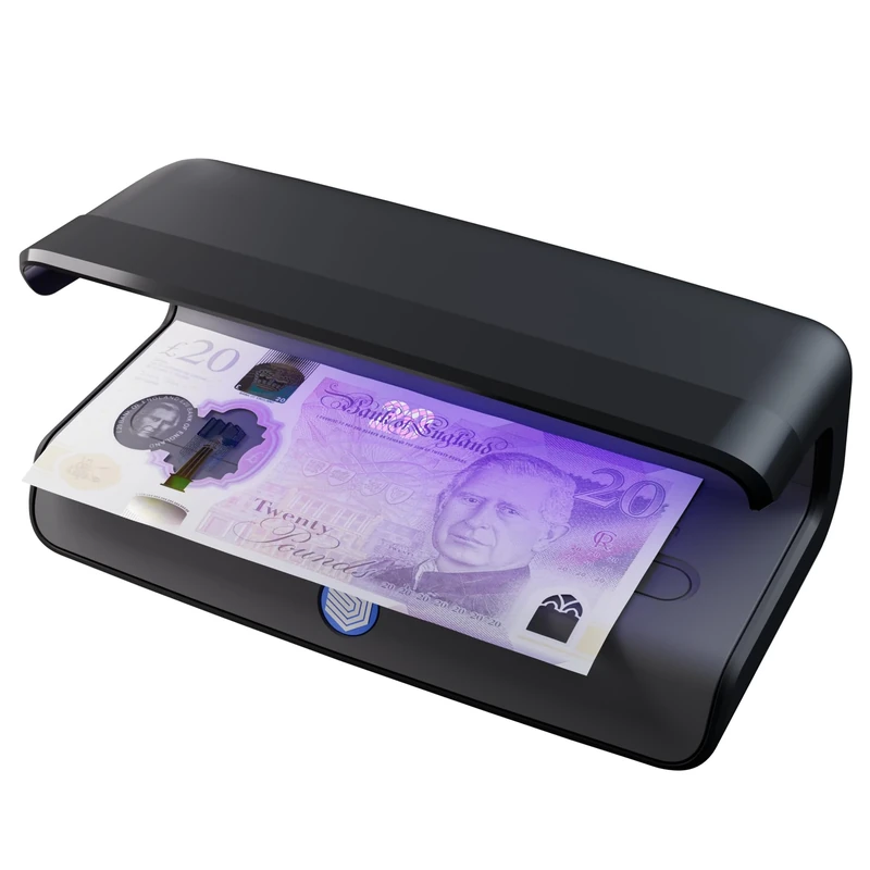 Safescan 55 LED Counterfeit Detector with Ultra-Bright UV Light, Counterfeit banknote Detector Also Checks Credit Cards & ID's, Money Checker Machine with 3 Powerful LED Lights, UV Money Checker
