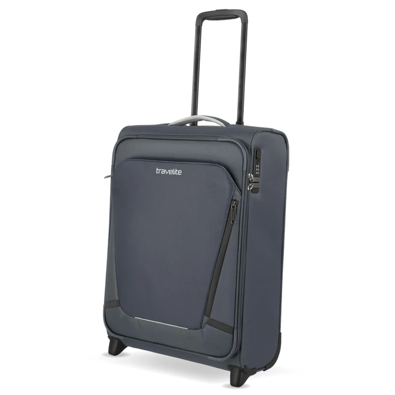 travelite Hand Luggage Suitcase with 2 Wheels for Condor + Ryanair, Integrated Combination Lock, Super Light Soft Luggage Trolley with Clip-on Function, 55x40x20 cm, 41 l, 1.7 kg