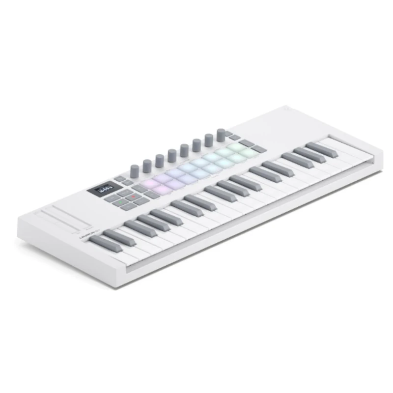 Novation Launchkey Mini 37 White [MK4] — Portable 37 Mini-Key, USB, MIDI Keyboard with DAW Integration. Chord & Scale Modes, 16 Drum Pads, Arpeggiator, & Includes Music Creation Software Bundle