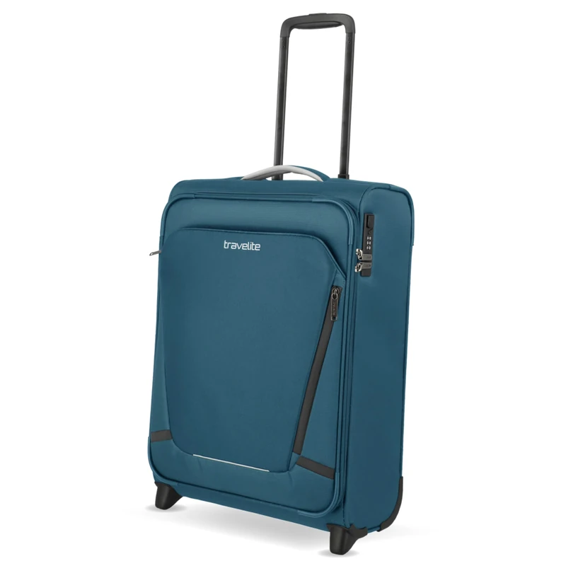 travelite Hand Luggage Suitcase with 2 Wheels for Condor + Ryanair, Integrated Combination Lock, Super Light Soft Luggage Trolley with Clip-on Function, 55x40x20 cm, 41 l, 1.7 kg