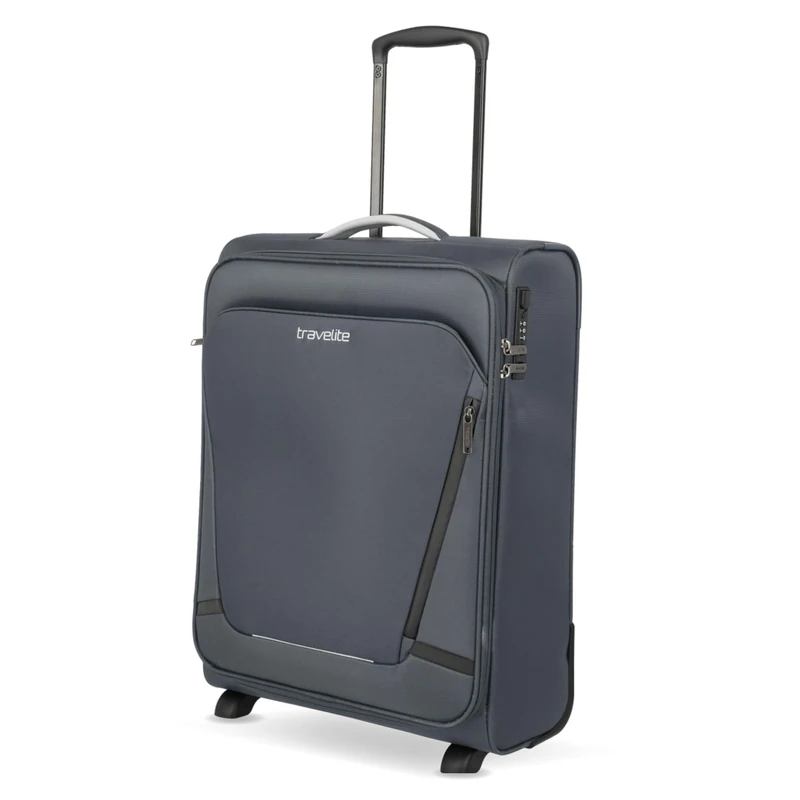 travelite Hand Luggage Suitcase with 2 Wheels for Condor + Ryanair, Integrated Combination Lock, Compact Soft Luggage Trolley with Clip-on Function, 55x40x20 cm, 41 l, 2.2 kg