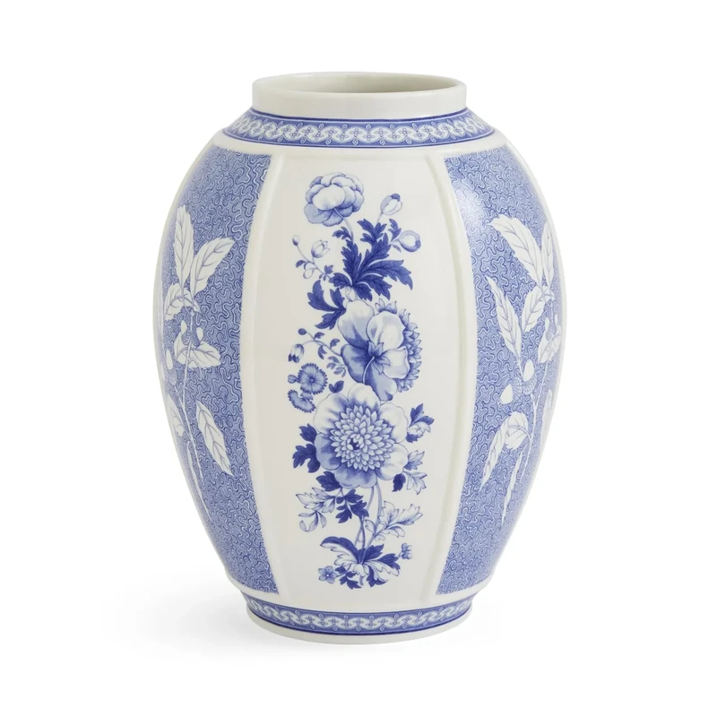 Blue Italian British Flowers Vase