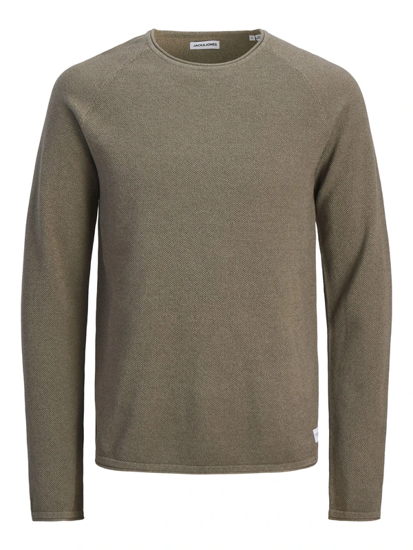 JACK & JONES Jjehill Knit Crew Neck Noos Pls - Plus Size, Vetiver, 5XL