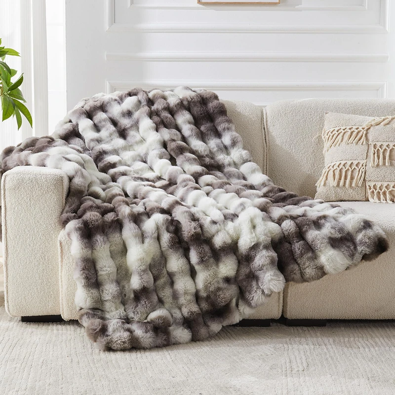 SLIVERY&CHAVALIER Faux Fur Twin Blanket for Couch, 1000 GSM Cozy Fuzzy Fluffy Soft Plush Thick Bubble Sherpa Blanket for Sofa Bedroom Living Room, Mothers Day Birthday Gifts for Women Home Decor