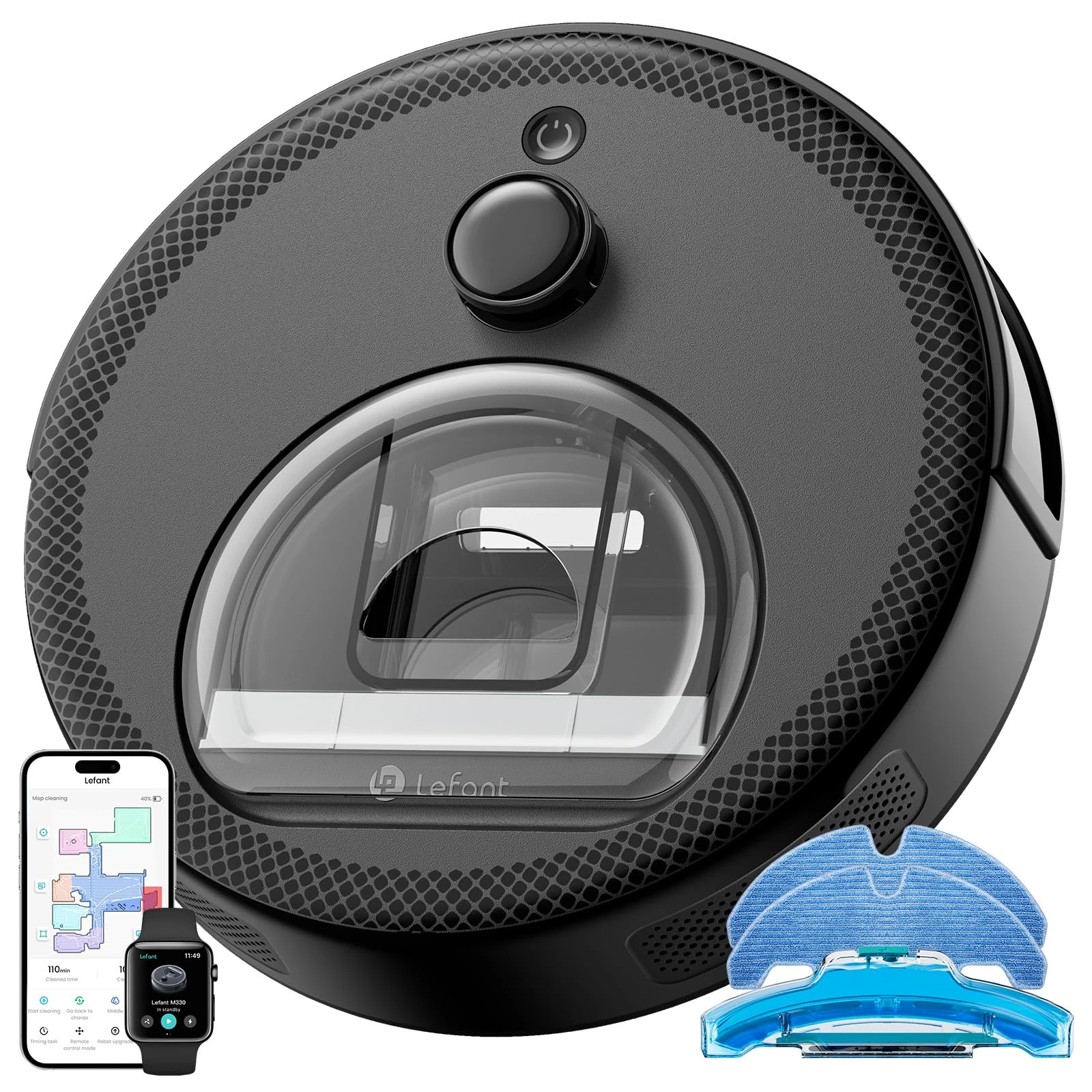 Lefant M330 Pro Robot Vacuum and Mop | 5000Pa Suction, dToF LiDAR Navigation | 190° Obstacle Detection | WiFi 2.4G/5G & App Control | 150 Mins Runtime | Alexa | Pet Hair Specialist