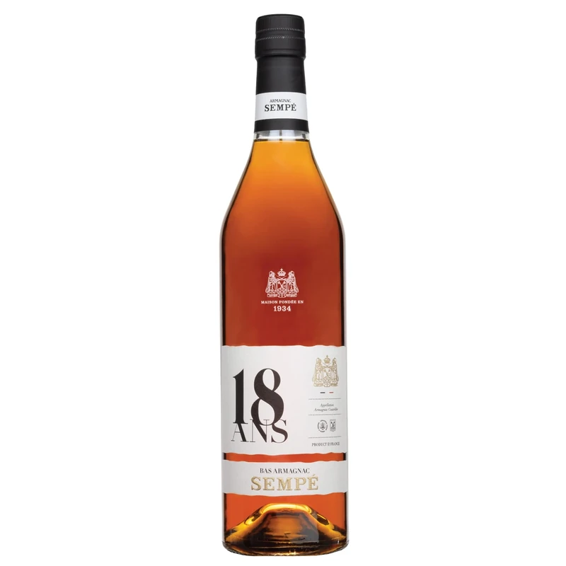 Sempé 18 Year Old Bas Armagnac Brandy - 70cl, 40% ABV - Cask Aged - Enjoy Neat or in a Premium Cocktail - Ideal Brandy Gifts for Men or Women - Sophisticated and Refined