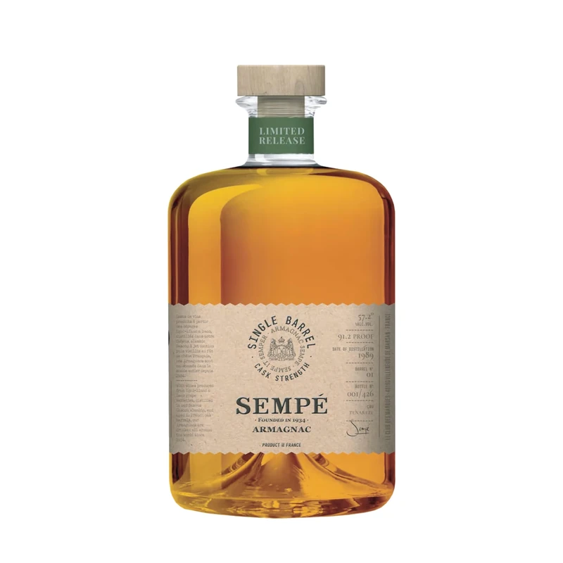 Sempé Single Barrel Bas Armagnac Brandy - Cask Strength - 2011-70cl, 51.4% ABV - Enjoy Neat or in a Premium Cocktail - Ideal Brandy Gifts for Men or Women