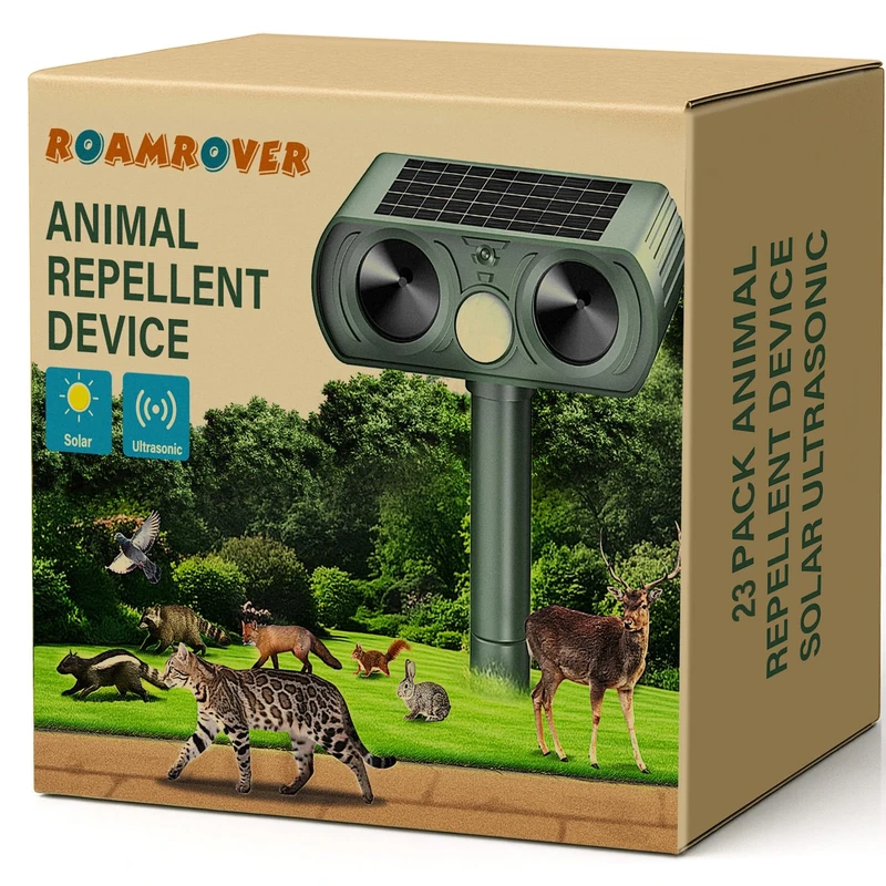 23 Pack Cat Repellent for Gardens UK, Cat Scarers for Gardens, Solar Cat Repellent Ultrasonic with Motion Detection Waterproof, Suitable for Repelling Cats, Foxes, Squirrels, Pigeons, Rodents(23)