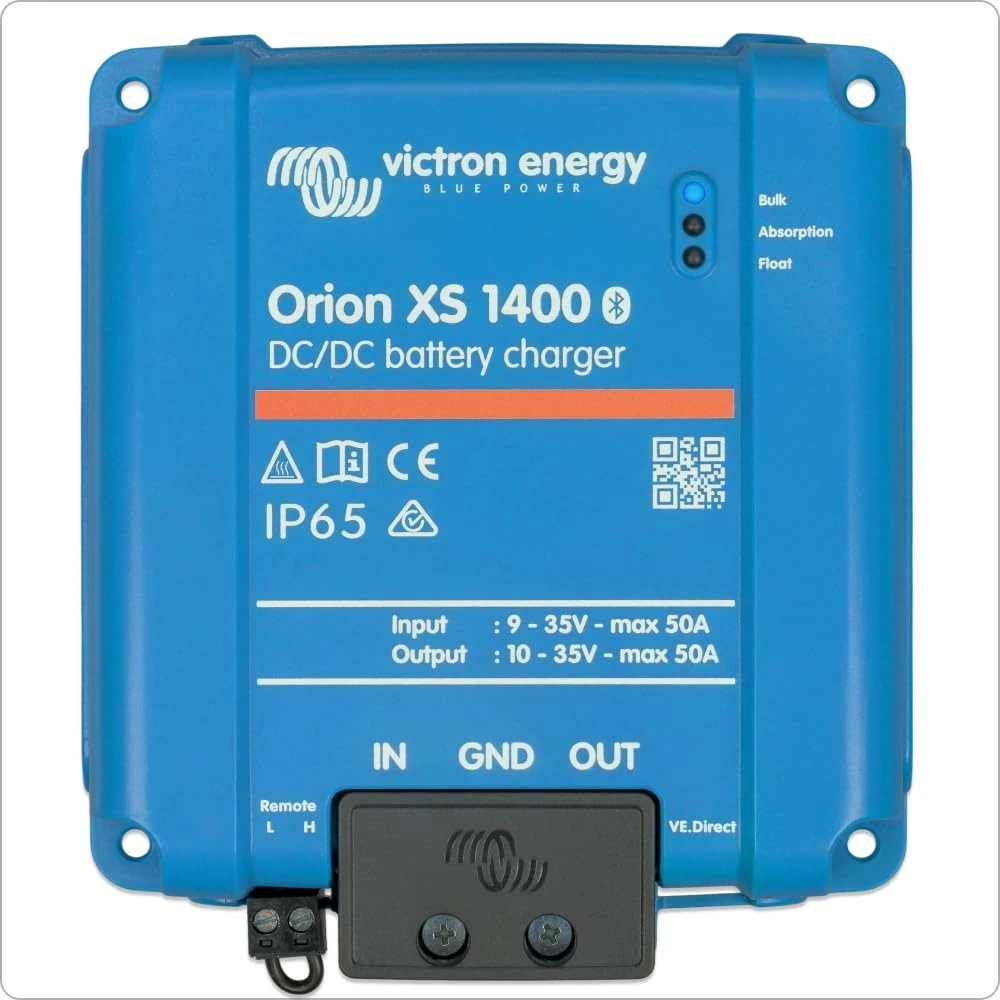 Victron Energy Orion XS 1400, 12/24-Volt 50 Amp DC-DC Battery Charger – 1400W Output, 98.5% Efficiency, Bluetooth Monitoring, Adaptive 4-Stage Charging, IP65 Rated for Dual Battery Systems