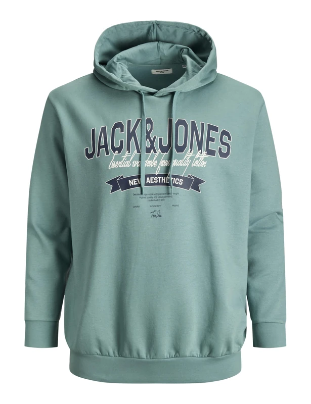 JACK & JONES Jjelogo Sweat Hood 2 Col 25/26 Noos Pls - Plus Size, Mineral Blue, 3XL