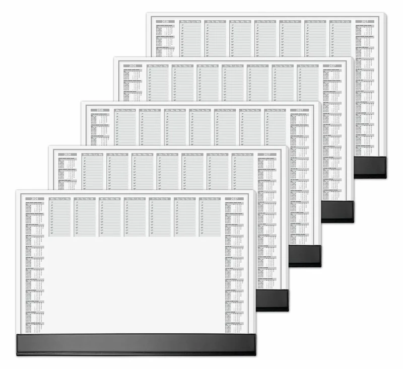 SIGEL H6365 Paper Desk pad- Weekly Planner - Grey - Approx. A2-2026/2027 - DE/EN/FR/NL - 40 Sheets - FSC-Certified - Pack of 5