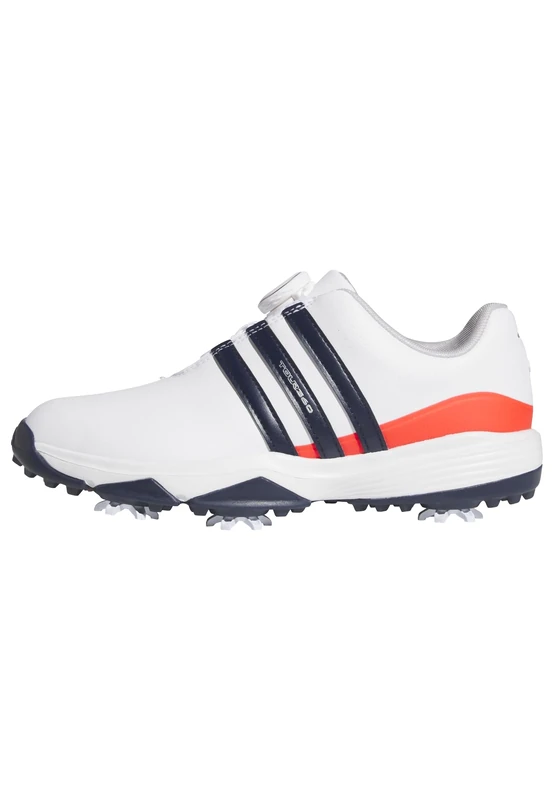adidas Unisex Kids TOUR360 24 BOA Golf Shoe, FTWR White/Collegiate Navy/Lucid red, 4 UK