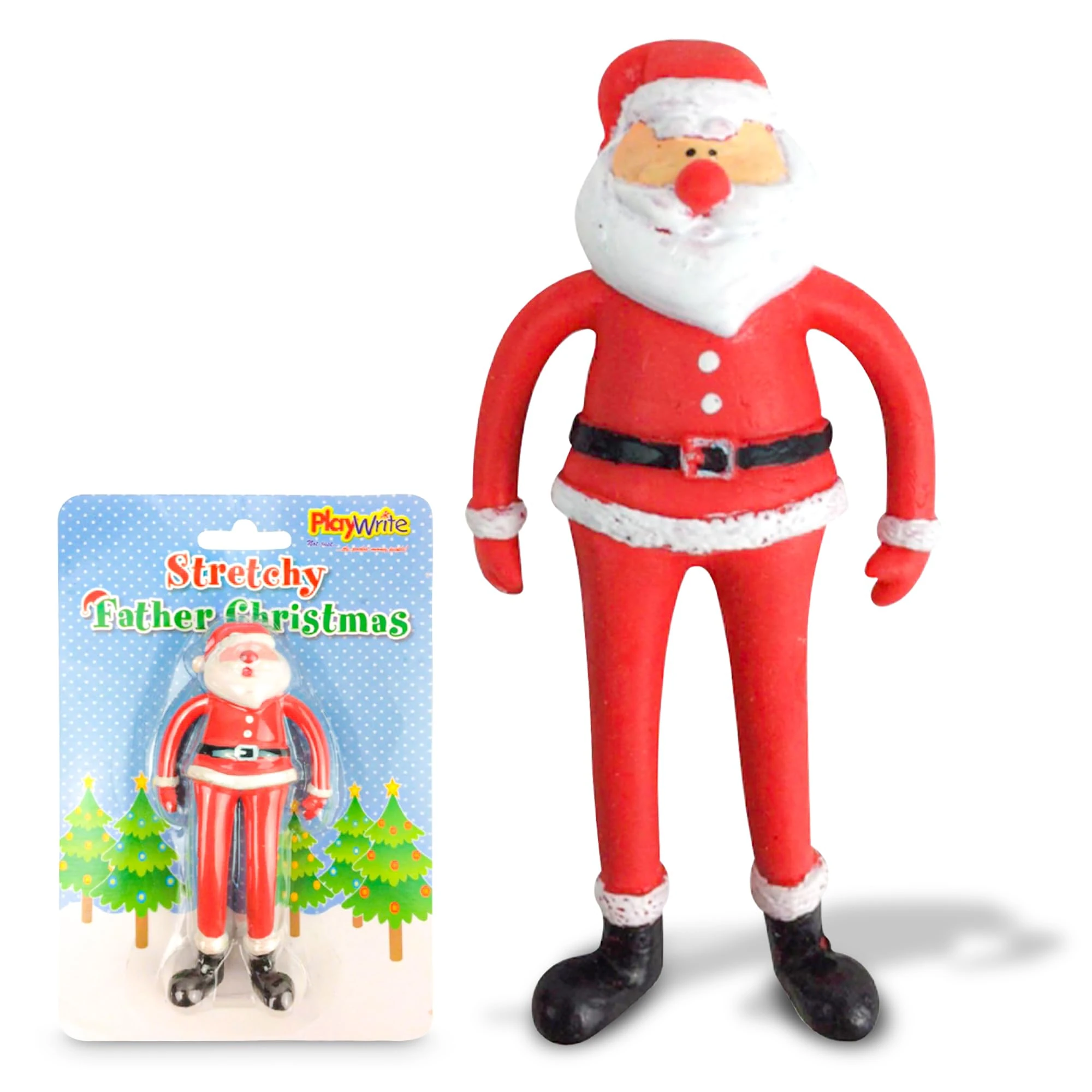Quebec Playwrite Stretchy Father Christmas Unique Holiday Stocking Presents Christmas Eve Delights, Fun Kids Stocking Fillers Special Festive Surprises 12cm (Pack of 1)