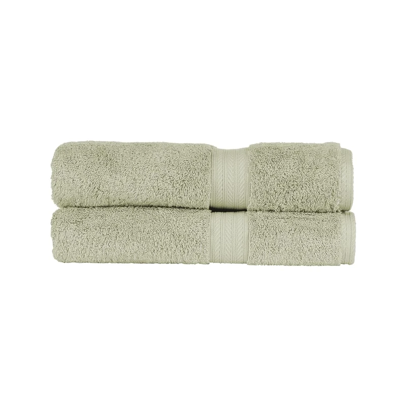 Christy Renaissance 2 Bath Towels Set | Thyme Green | 100% Egyptian Cotton Pile | Luxuriously Soft and Super Absorbent | 675 GSM | Plush Fluffy and Long Lasting