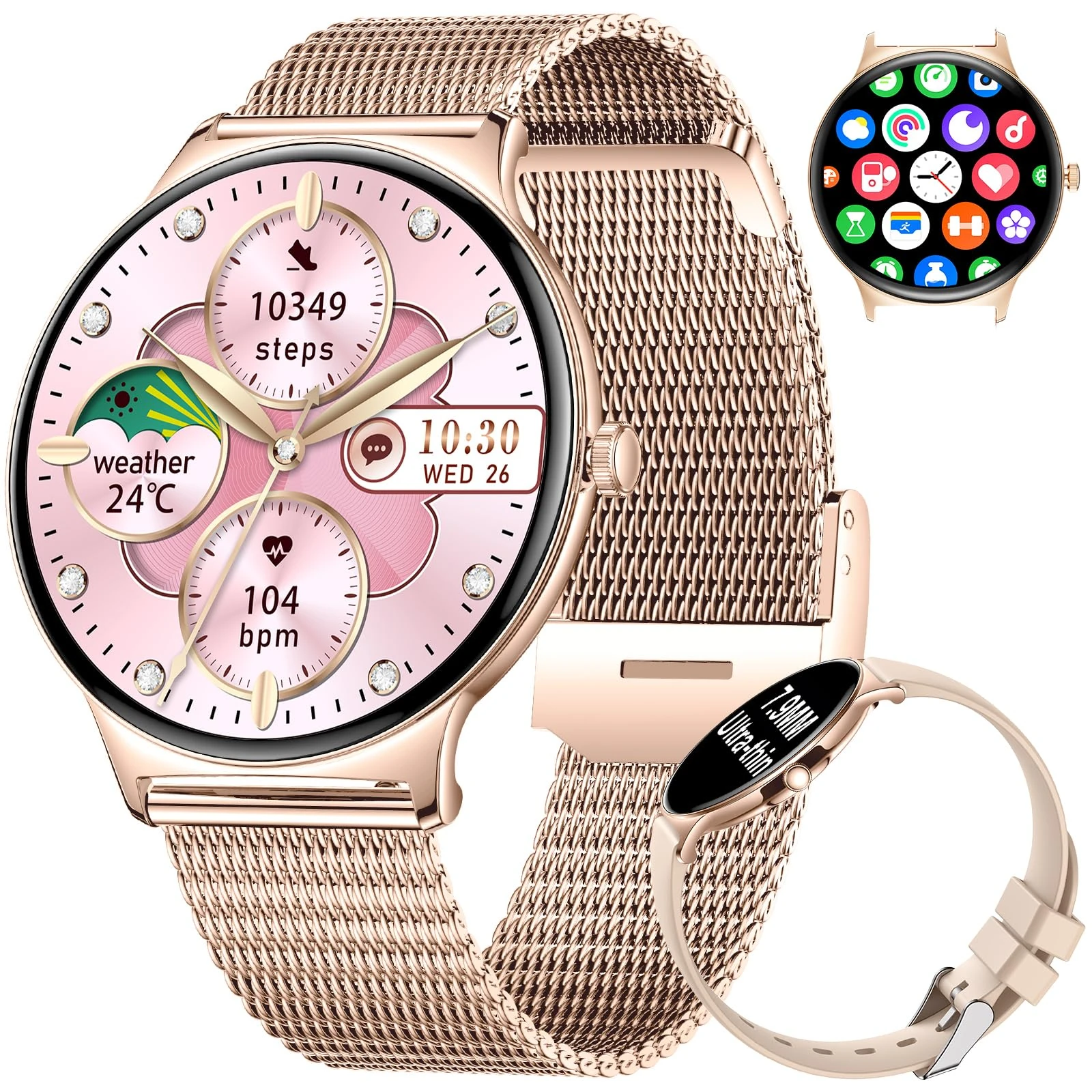 LIGE Smart Watches for Women with Bluetooth Call, 1.43" AMOLED Ultra-Clear Screen with Heart Rate/Sleep Monitor, 7.9mm Ultra-thin, Fitness Tracker Smart Watch with 120+ Sport Modes for Android iOS