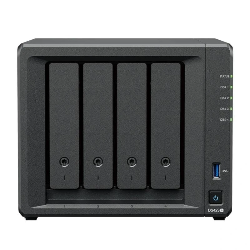 4Bay NAS with 2 GbE ports, ideal for network data storage and management in home and business environments.