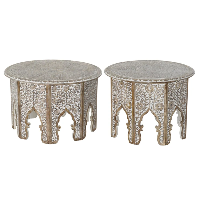 Mesita Auxiliar Set of 2 Mango 70 x 70 x 46 cm Natural_FASE6