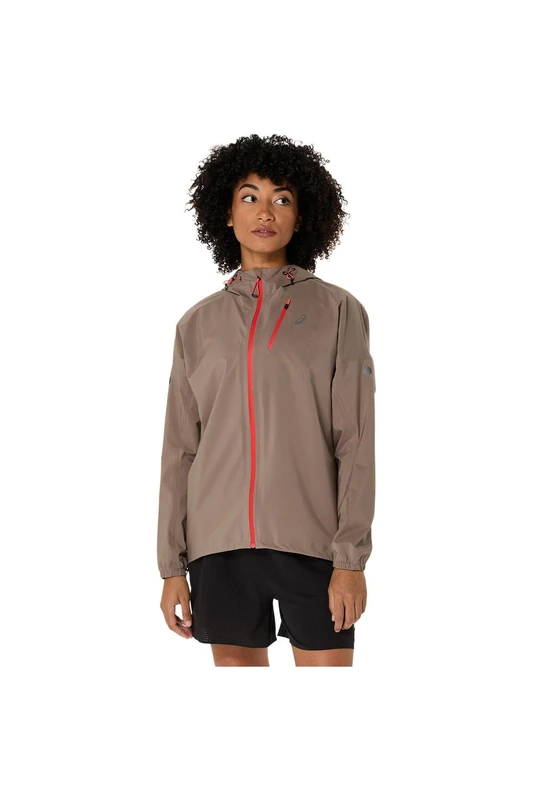 ASICS 2012D202-020 FUJITRAIL ELITE WATERPROOF JACKET Jacket Women's TAUPE GREY Size XS