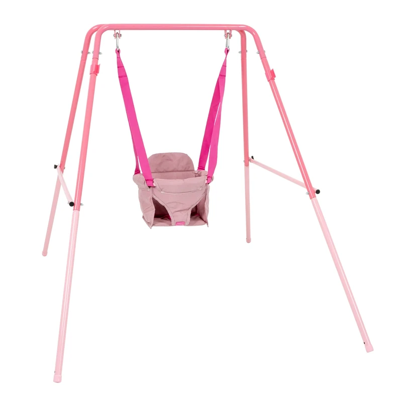 TP Toys Foldaway Pink Baby Swing For Babies Ages 6+ Months, Compact, Metal Swing for Indoor/Outdoor Use with Non-Slip Feet and Easy Storage, Outdoor Baby Swingset