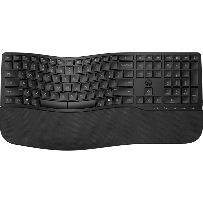 HP 680 Comfort Dual-Mode Keyboard | Adjustable typing angles | Ergonomic shape | Customisable 23 programmable keys Unifying Dongle | Multi-device & OS connectivity | Dedicated MS Copilot Key