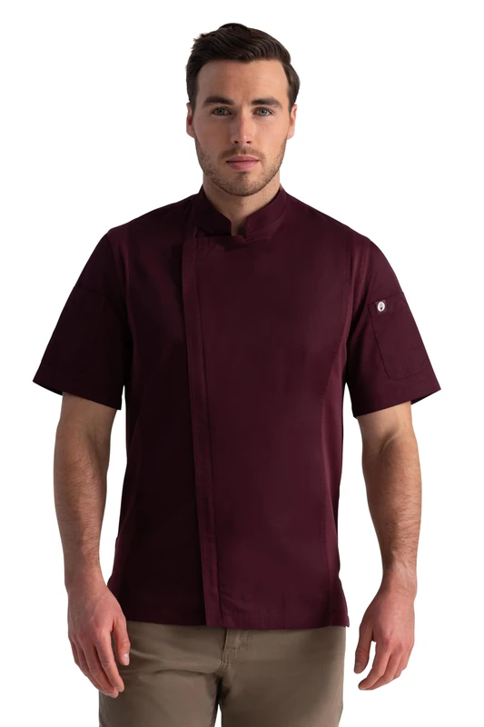 Chef Works Men's Springfield Chef Coat, Merlot, L