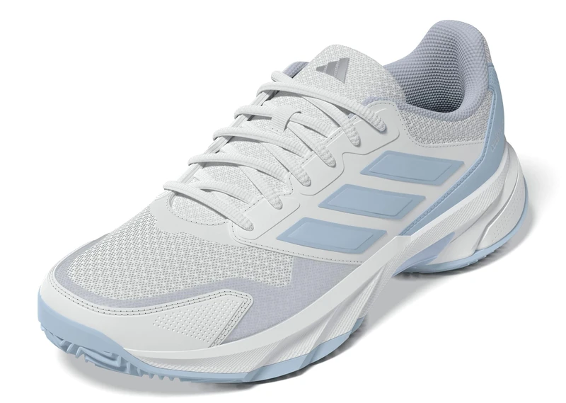 adidas Women's CourtJam Control 3 Womens Clay Tennis Shoes, FTWR White/Crystal Sky/Silver met., 8 UK