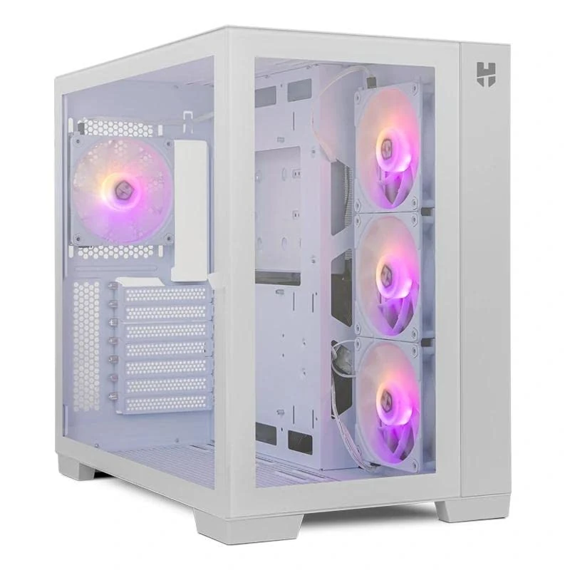 White Deluxe Semi-Tower Case with Modern Design, Optimized Storage Space and Ventilation Adequate, Ideal for Gaming and PC Assemblies.