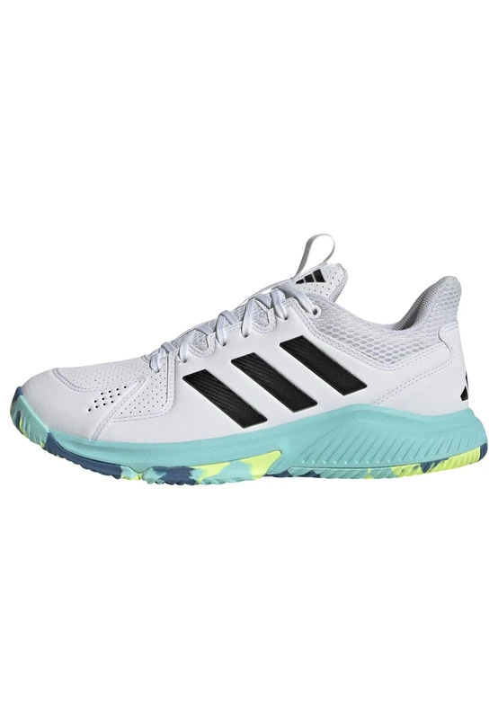 adidas Women's Court Flight Shoes, FTWR White/core Black/Flash Aqua, 10.5 UK