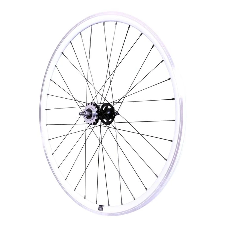 cyclingcolors 1 x Bicycle Rear Wheel Rim Complete Edge Radius Hub for Fixie Bicycle Single Speed Size 700 (13-622) TubeType Fixed Sprocket 16 Teeth Flip Flop Aluminium White