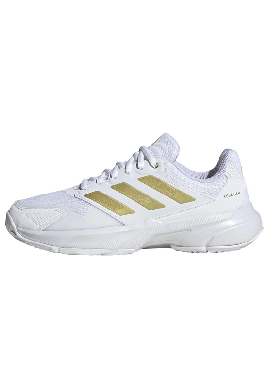 adidas Women's Courtjam Control 3 Tennis Shoes, FTWR White/Gold met./FTWR White, 8.5 UK