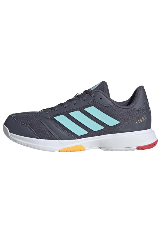adidas Men's Ligra 8 Mens Indoor Shoes, Aurora Onix/Flash Aqua/semi Lucid red, 3.5 UK