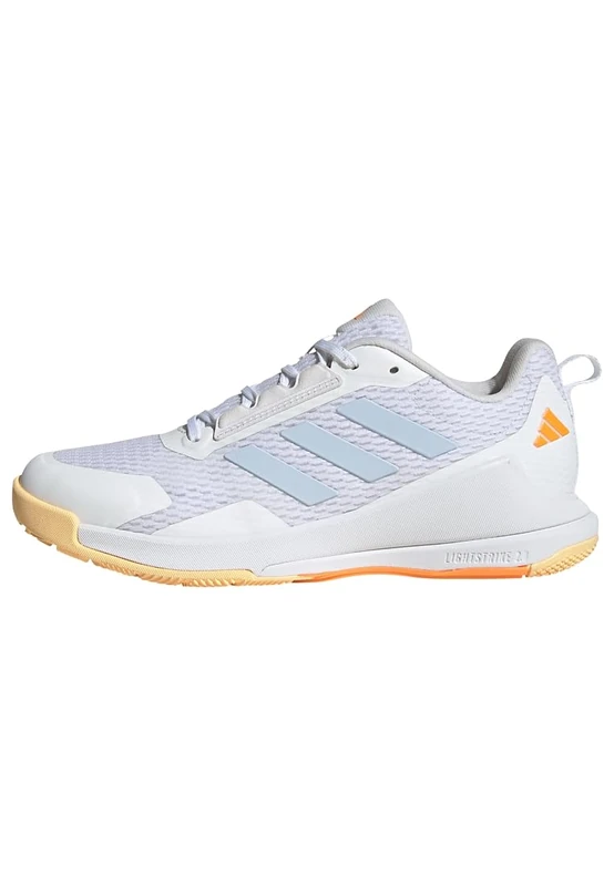 adidas Women's Novaflight 2 Indoor Shoes, FTWR White/Crystal Sky/Ice Tangerine, 4 UK