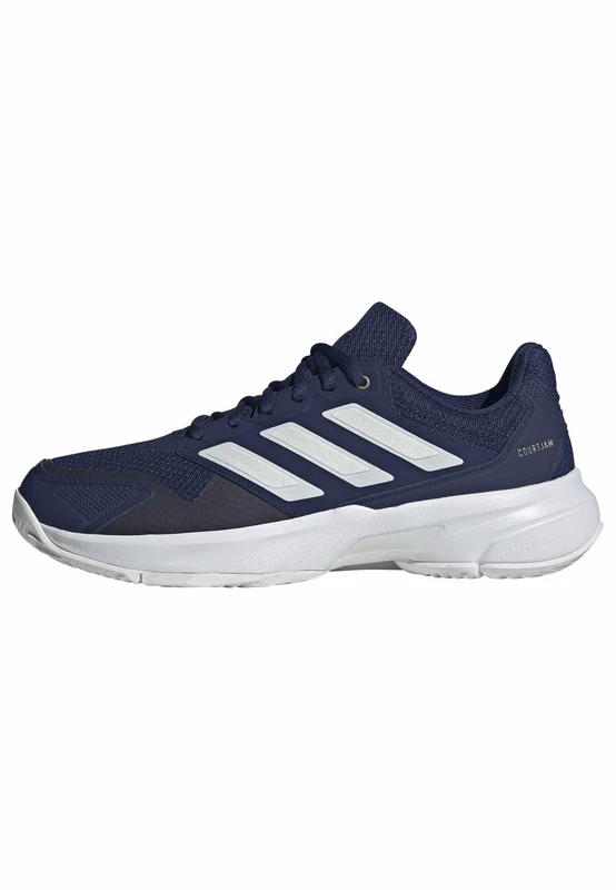 adidas Men's Courtjam Control 3 Tennis Shoes, Dark Blue/Zero met./FTWR White, 12.5 UK